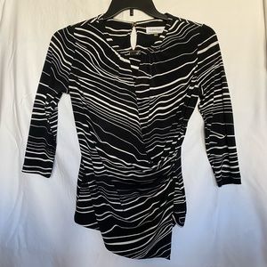 Calvin Klein Scoop Neck Black and White Pattern Top
